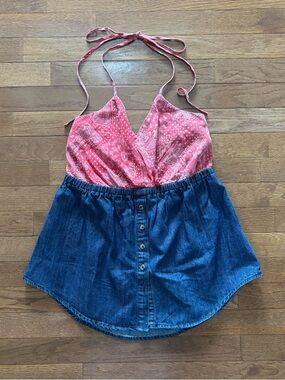 Easel Western Red Bandana and Denim Halter